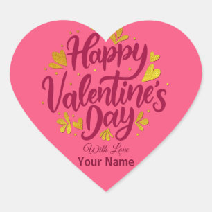 Sticker Cœur Saint-Valentin romantique Cœur bordeaux et or