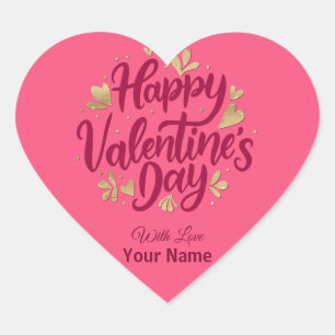 Sticker Cœur Saint-Valentin romantique   Coeur Bourgogne et Or
