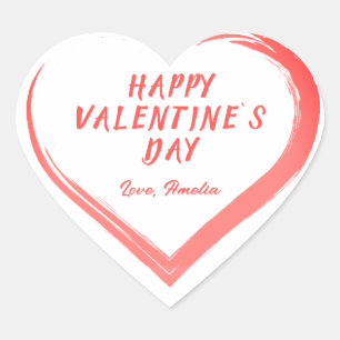 Sticker Cœur Saint Valentin`s Romantic Pink Heart avec nom