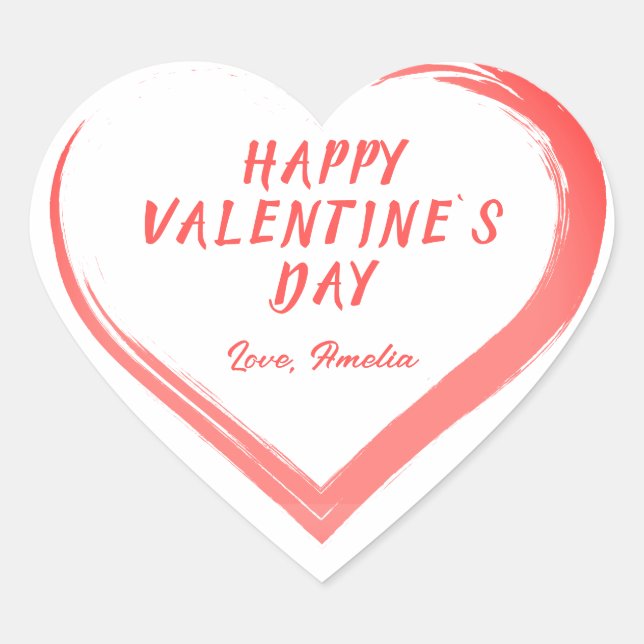 Sticker Cœur Saint Valentin`s Romantic Pink Heart avec nom (Devant)