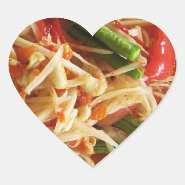 Sticker Cœur Salade de Papaya épicé [Som Tam] ... Thai Lao Food (Devant)