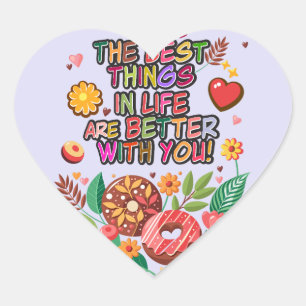 Sticker Cœur Salle de classe Saint-Valentin Boho Donuts et fleu