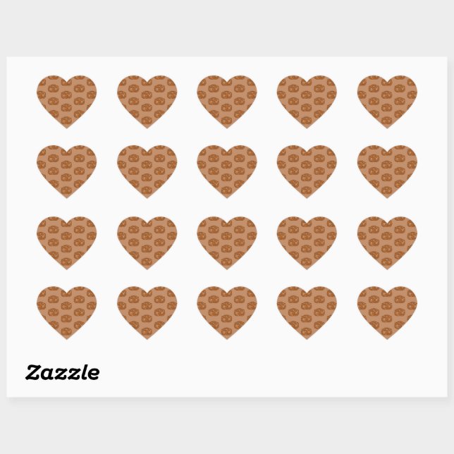 Sticker Cœur Salty Pretzels Lovers Food Bakers Loop Shape (Feuille)