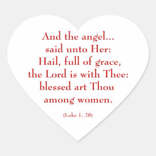 Sticker Cœur Salut Mary "Luke 1:28"