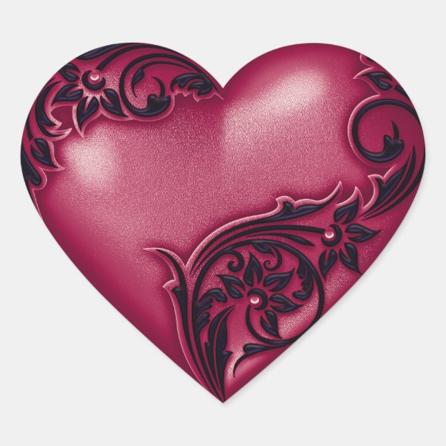Sticker Cœur Sangria de coeur avec noir (Devant)