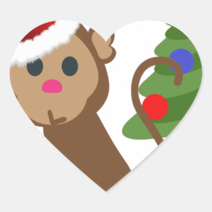 Sticker Cœur santa claus monkey emoji