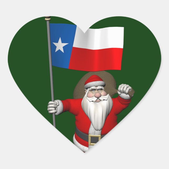 Sticker Cœur Santa Claus with Ensign Of Texas (Devant)