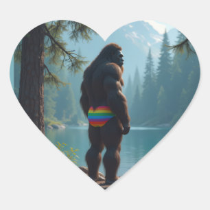 Sticker Cœur Sasquatch en fleurs