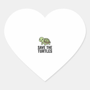 Sticker Cœur Sauver Les Tortues Vintage Tortue Conservation T-S