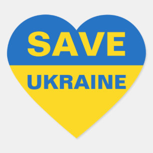 Sticker Cœur Sauvez le drapeau ukrainien