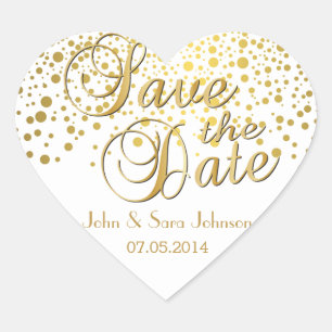 Sticker Cœur Save the date   Points d'or   Personnaliser
