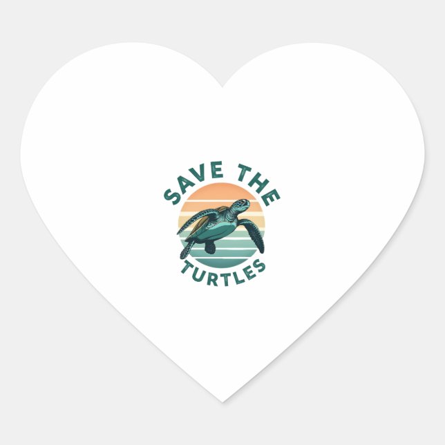 Sticker Cœur Save The Turtles Animal Turtle Pet Lover (1) (Devant)