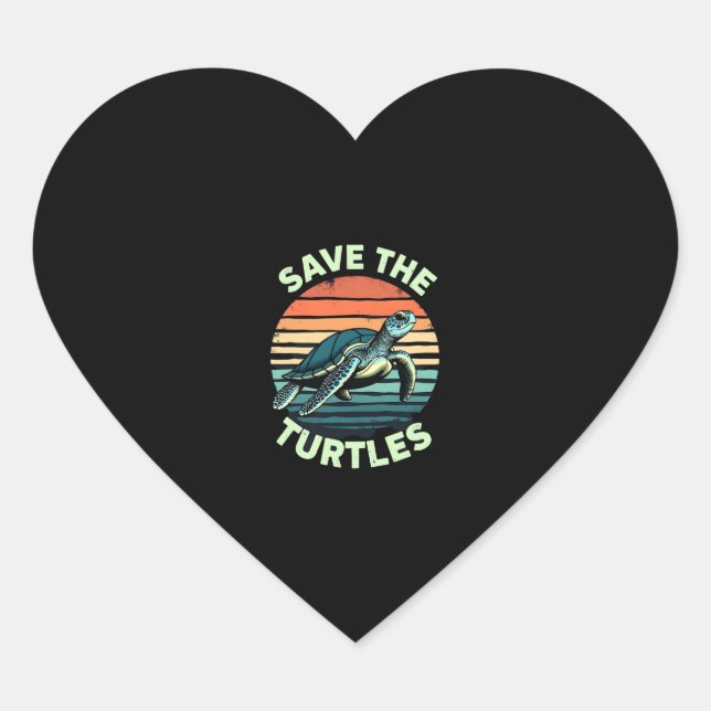 Sticker Cœur Save The Turtles Animal Turtle Pet Lover (2) (Devant)