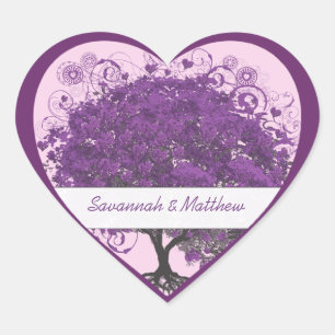 Sticker Cœur Sceau de mariage de l'arbre à feuilles cœur de pru