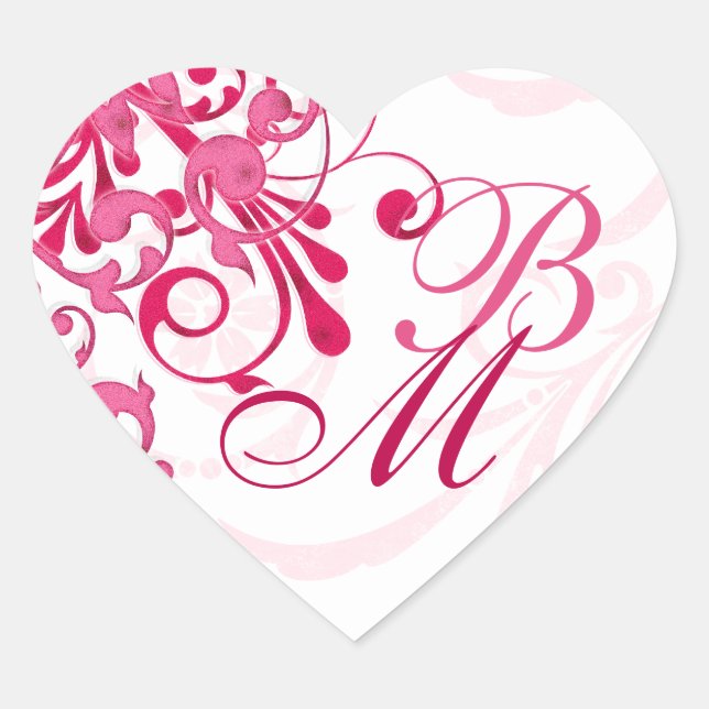 Sticker Cœur Sceau d'enveloppe Abstraite rose et blanche (Devant)