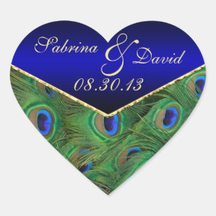 Sticker Cœur Sceau d'enveloppe bleu Royal Peacock