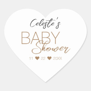 Sticker Cœur Sceau d'enveloppe de Baby shower blanc minimaliste