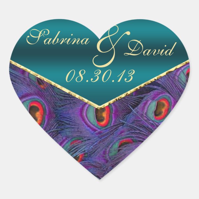 Sticker Cœur Sceau d'enveloppe de prune turquoise (Devant)