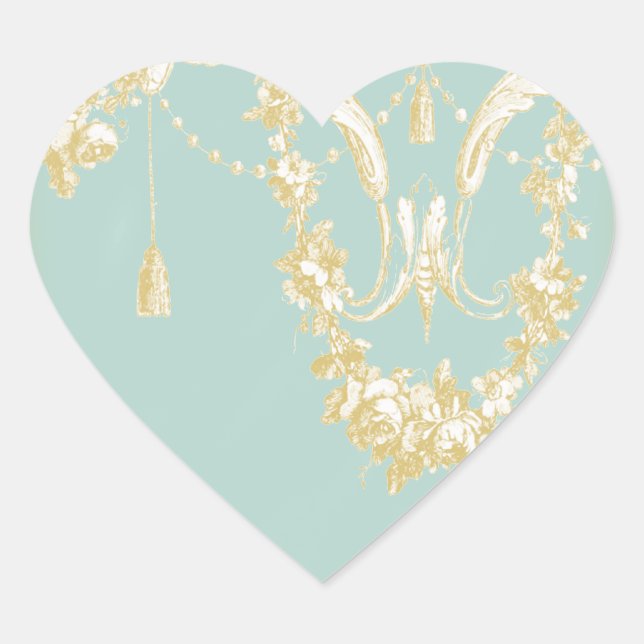 Sticker Cœur Sceau d'enveloppe Georgiana (Marie Antoinette Bleu (Devant)