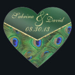 Sticker Cœur Sceau d'enveloppe verte Emerald Peacock<br><div class="desc"></div>