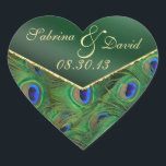 Sticker Cœur Sceau d'enveloppe verte Emerald Peacock<br><div class="desc"></div>