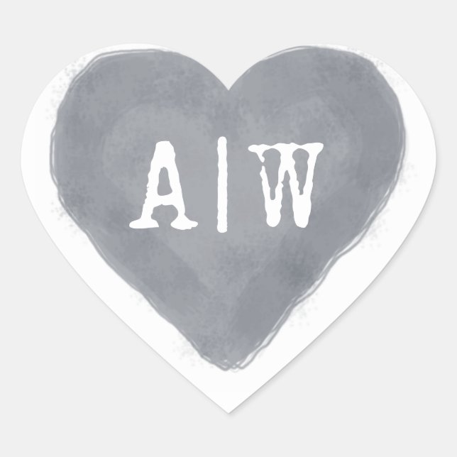 Sticker Cœur Sceau Mariage d'enveloppe de monogramme bleu foncé (Devant)