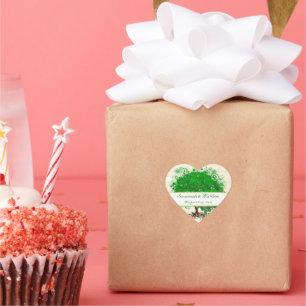 Sticker Cœur Sceau Mariage Emerald Hearald Leaf Tree Barn Wood