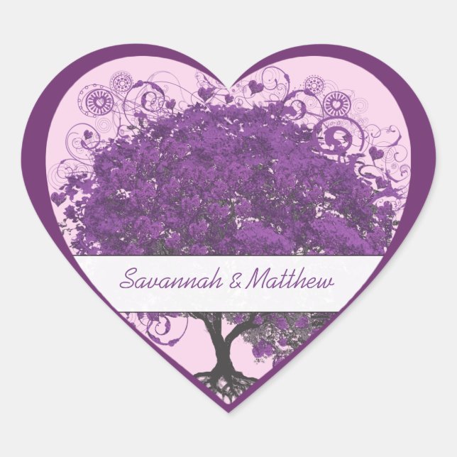 Sticker Cœur Sceau Mariage Plum Heart Leaf Tree (Devant)