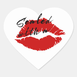Sticker Cœur "Scellé avec un baiser"