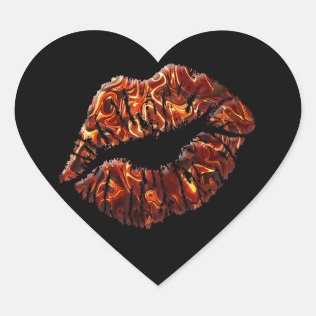 Sticker Cœur sceller avec un baiser (Devant)