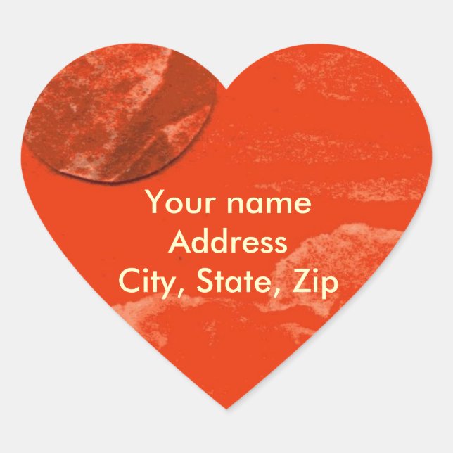 Sticker Cœur Sci-Fi mourant soleil rouge sur un monde alien en  (Devant)