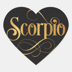 Sticker Cœur Scorpio Gold de Script Zodiac Tourbillonnant en no