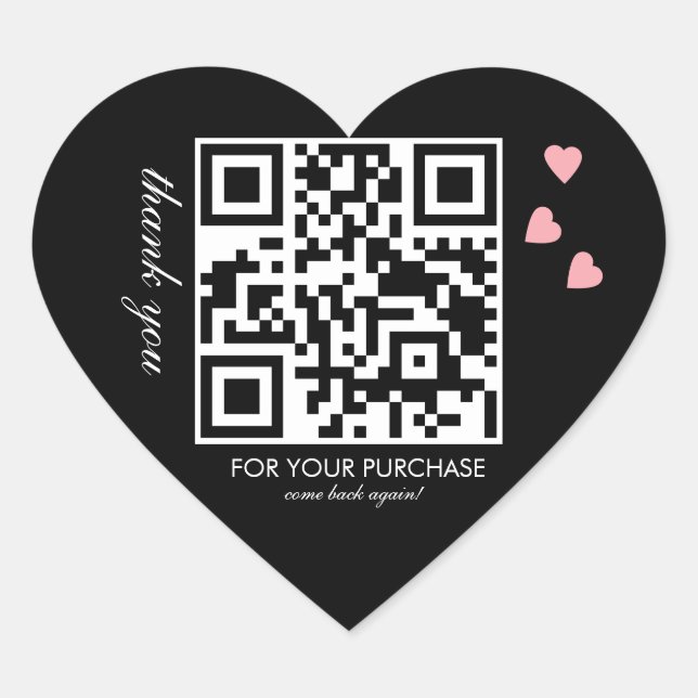 Sticker Cœur Script QR Code Merci Rose Flottant  (Devant)