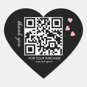 Sticker Cœur Script QR Code Merci Rose Flottant