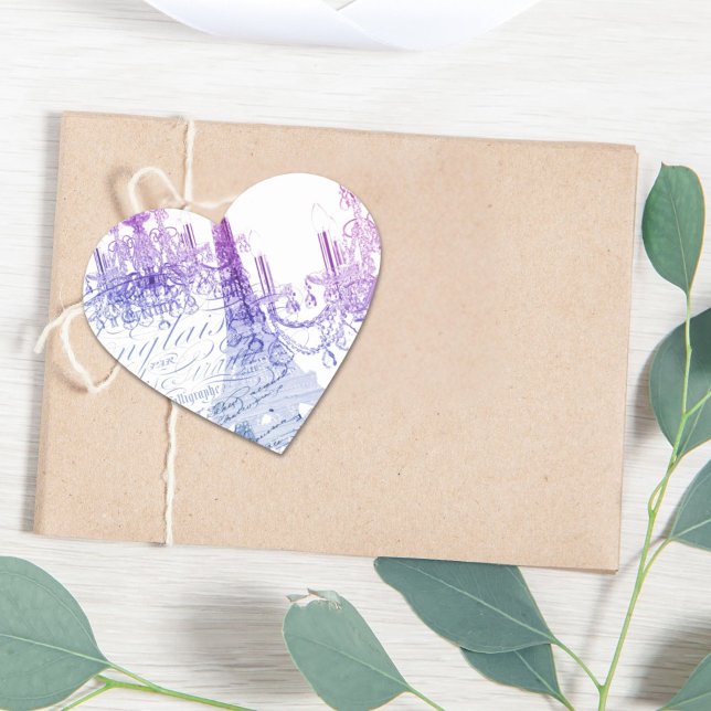 Sticker Cœur scripts chandelier violet tour eiffel paris (scripts purple chandelier paris eiffel tower heart sticker)