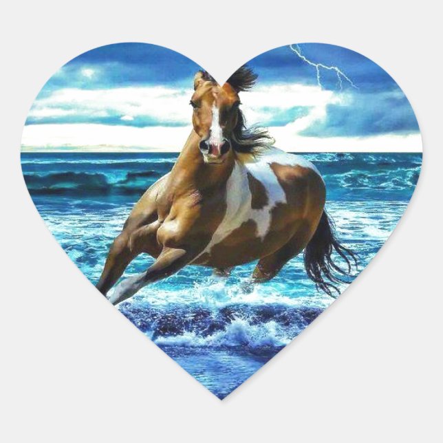 Sticker Cœur Sea horse (Devant)