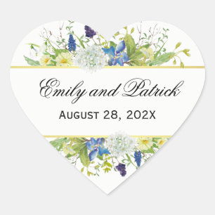 Sticker Cœur Secret Garden Boho Mariage Fleur sauvage