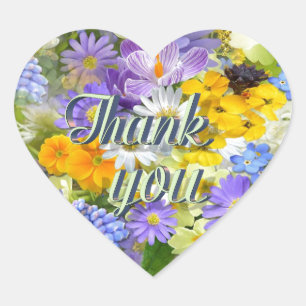 Sticker Cœur Sélection de fleurs de printemps Merci