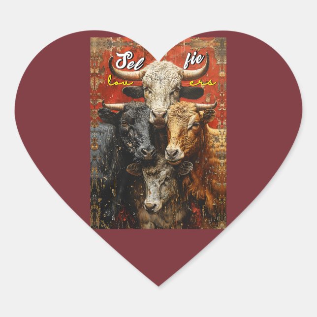 Sticker Cœur Selfie Lovers Vaches (Devant)