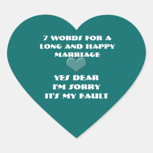 Sticker Cœur Sept mots pour un mariage long et heureux