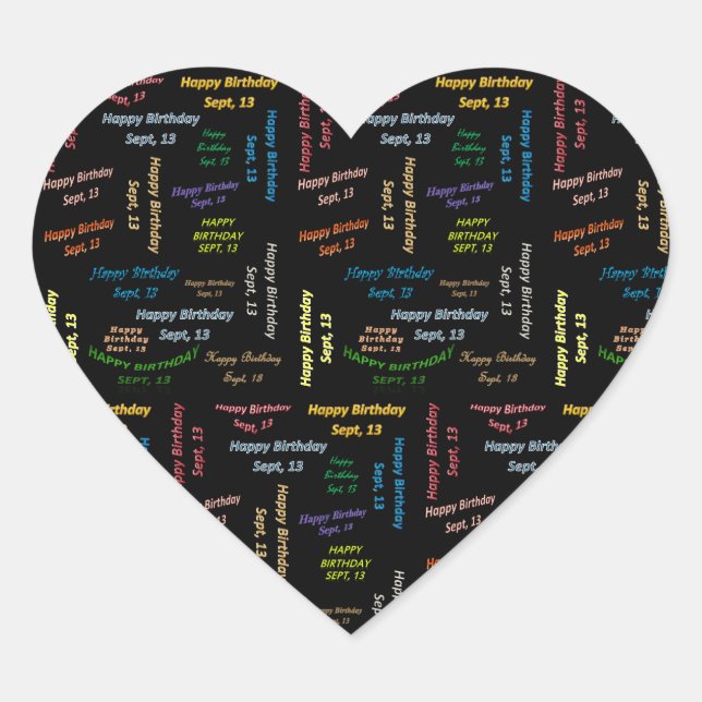 Sticker Cœur Septembre, 13 Anniversaire (Devant)