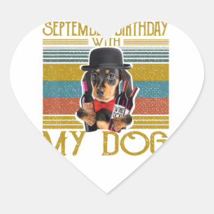 Sticker Cœur Septembre Anniversaire Avec Mon Chien Dachshund 20