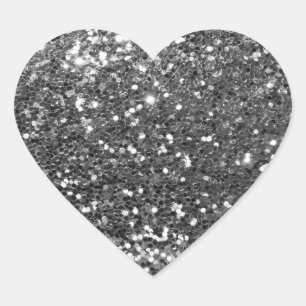 Sticker Cœur Séquines d'argent Sceau de forme de coeur Glitz