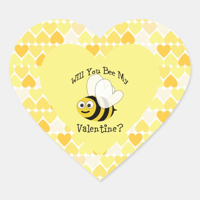 Sticker Cœur Serez-vous mon arrière - plan Saint Valentin Jaune (Devant)