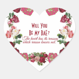 Sticker Cœur Serez-Vous Mon BAE Russe Rose Vintage Valentine