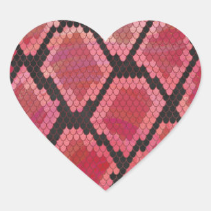 Sticker Cœur Serpent noir et rouge