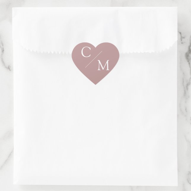 Sticker Cœur Serviette à monogramme simple et élégant (Sac)