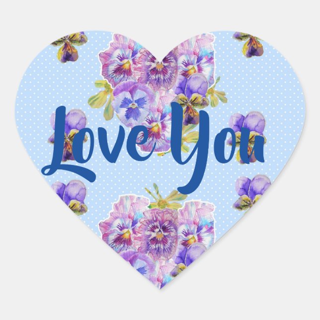 Sticker Cœur Shabby Blue Polka Dot fleurs florales Loisir (Devant)