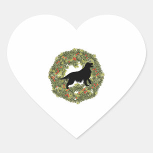 Sticker Cœur Shadow Silhouette Golden Retriever Dog in the Wrea