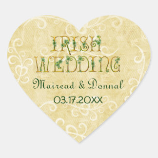 Sticker Cœur Shamrock et Mariage irlandais d'or